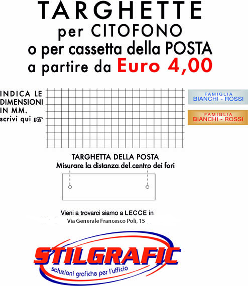 Targhetta per Citofono e Posta